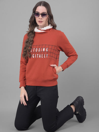 Red Printed Sweatshirt-Women Sweatshirts-Crimsoune Club