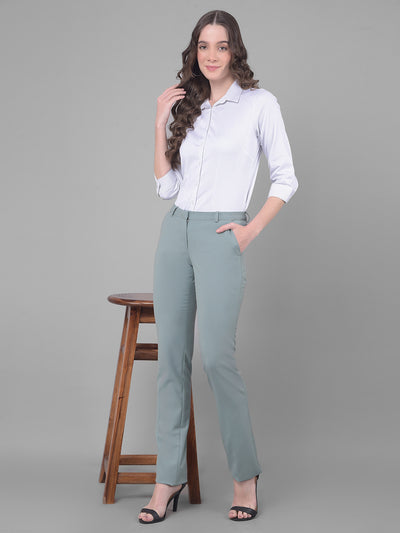 Green Chinos Trousers-Women Trousers-Crimsoune Club