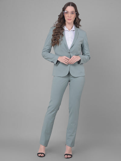 Green Single Breasted Blazer-Women Blazers-Crimsoune Club