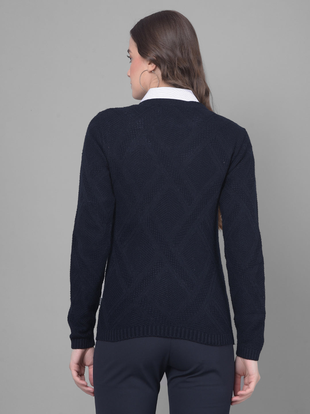 Navy Blue Sweater-Women Sweaters-Crimsoune Club