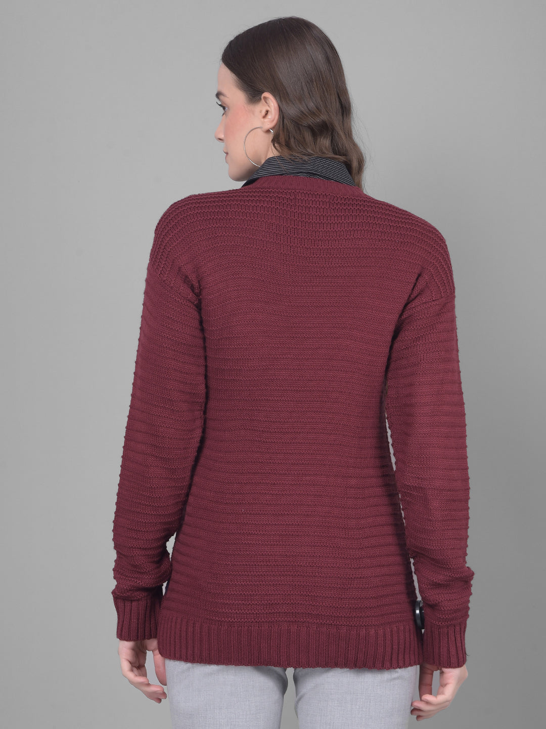 Maroon Sweater-Women Sweaters-Crimsoune Club