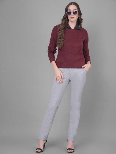 Maroon Sweater-Women Sweaters-Crimsoune Club