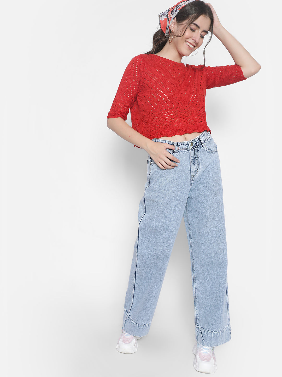 Red Crop Sweater-Women Sweaters-Crimsoune Club