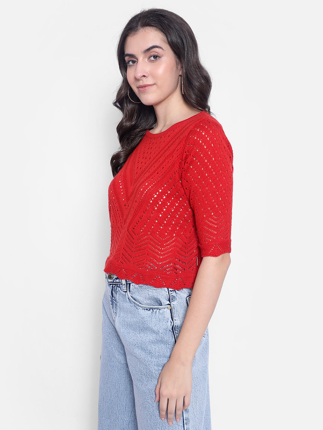 Red Crop Sweater-Women Sweaters-Crimsoune Club
