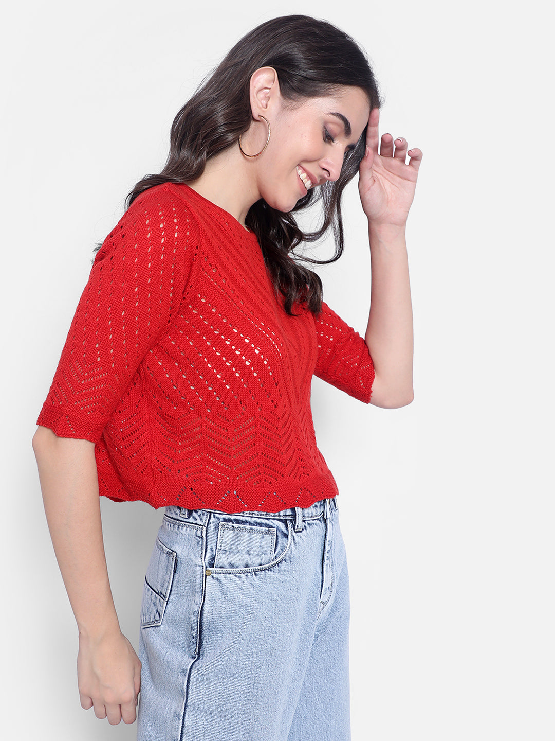 Red Crop Sweater-Women Sweaters-Crimsoune Club