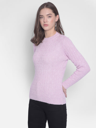 Purple Round Neck Sweaters-Women Sweaters-Crimsoune Club