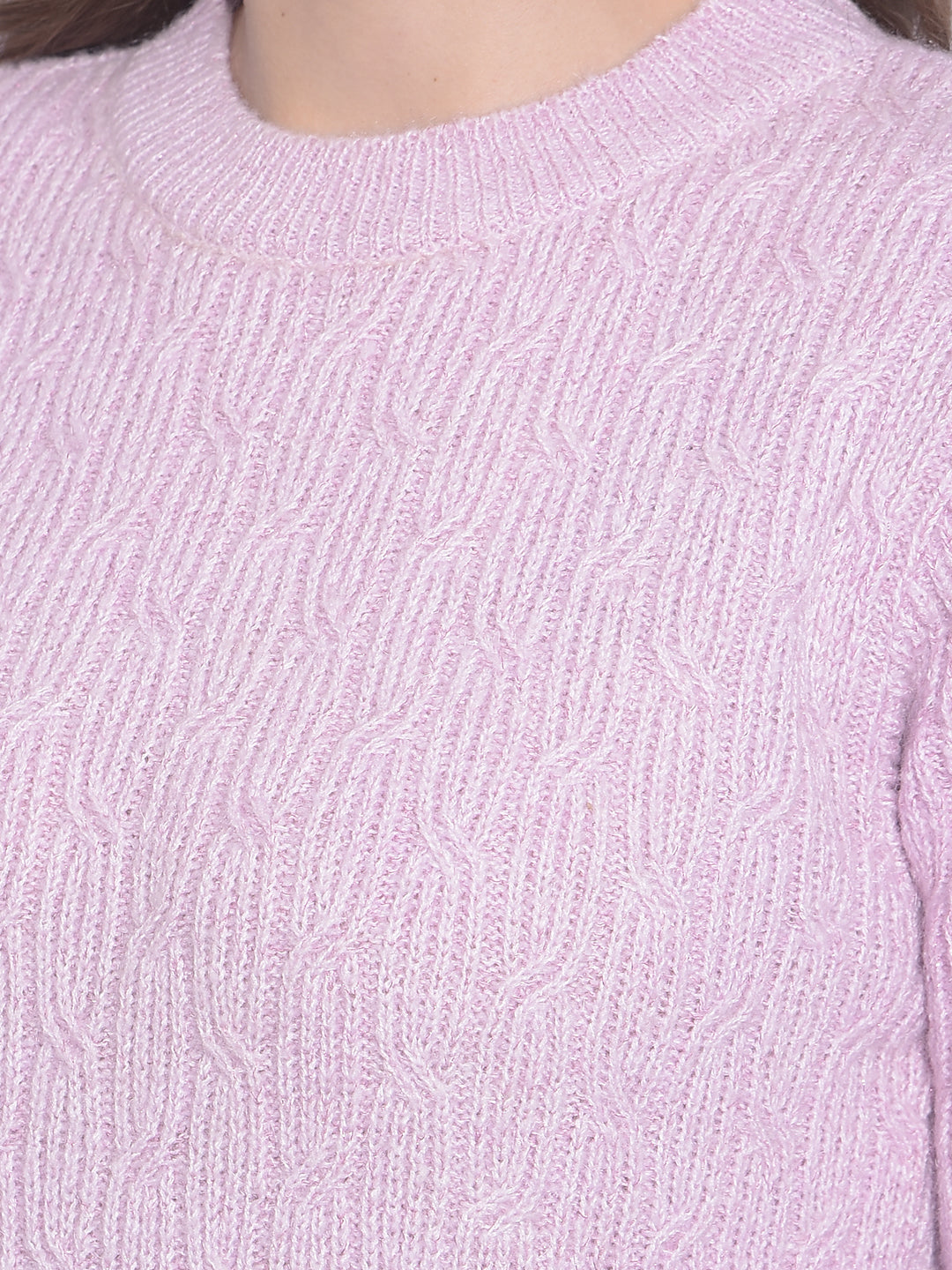 Purple Round Neck Sweaters-Women Sweaters-Crimsoune Club