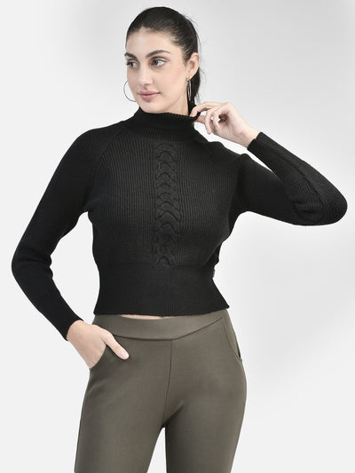 Black Turtle Neck Sweater-Women Sweaters-Crimsoune Club