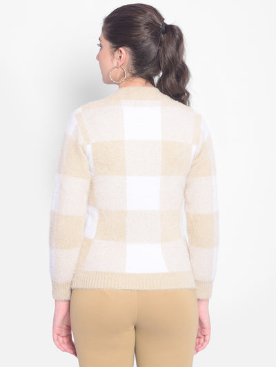 Beige Colourblock Sweater-Women Sweaters-Crimsoune Club