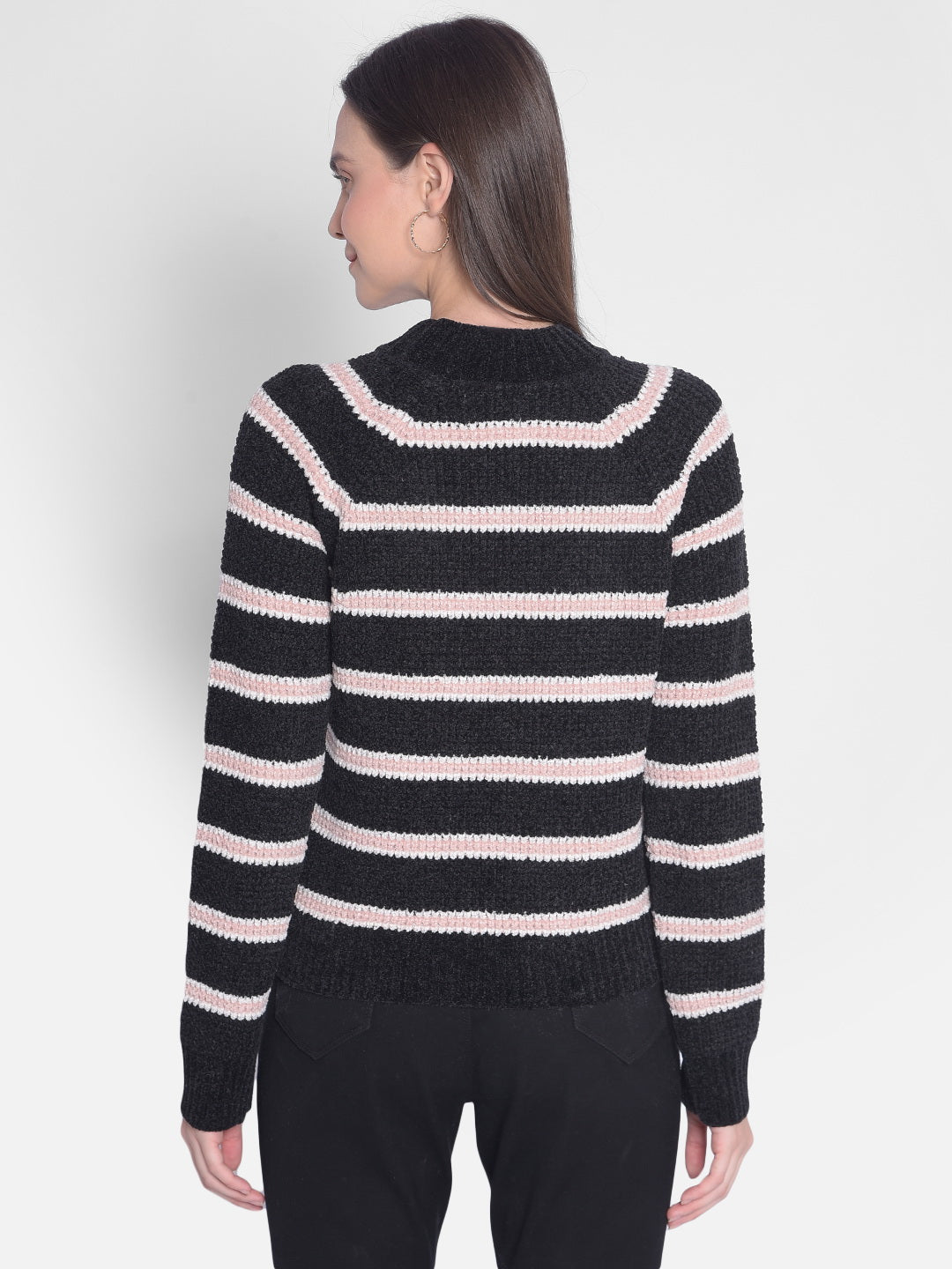 Black Striped Sweater-Women Sweaters-Crimsoune Club