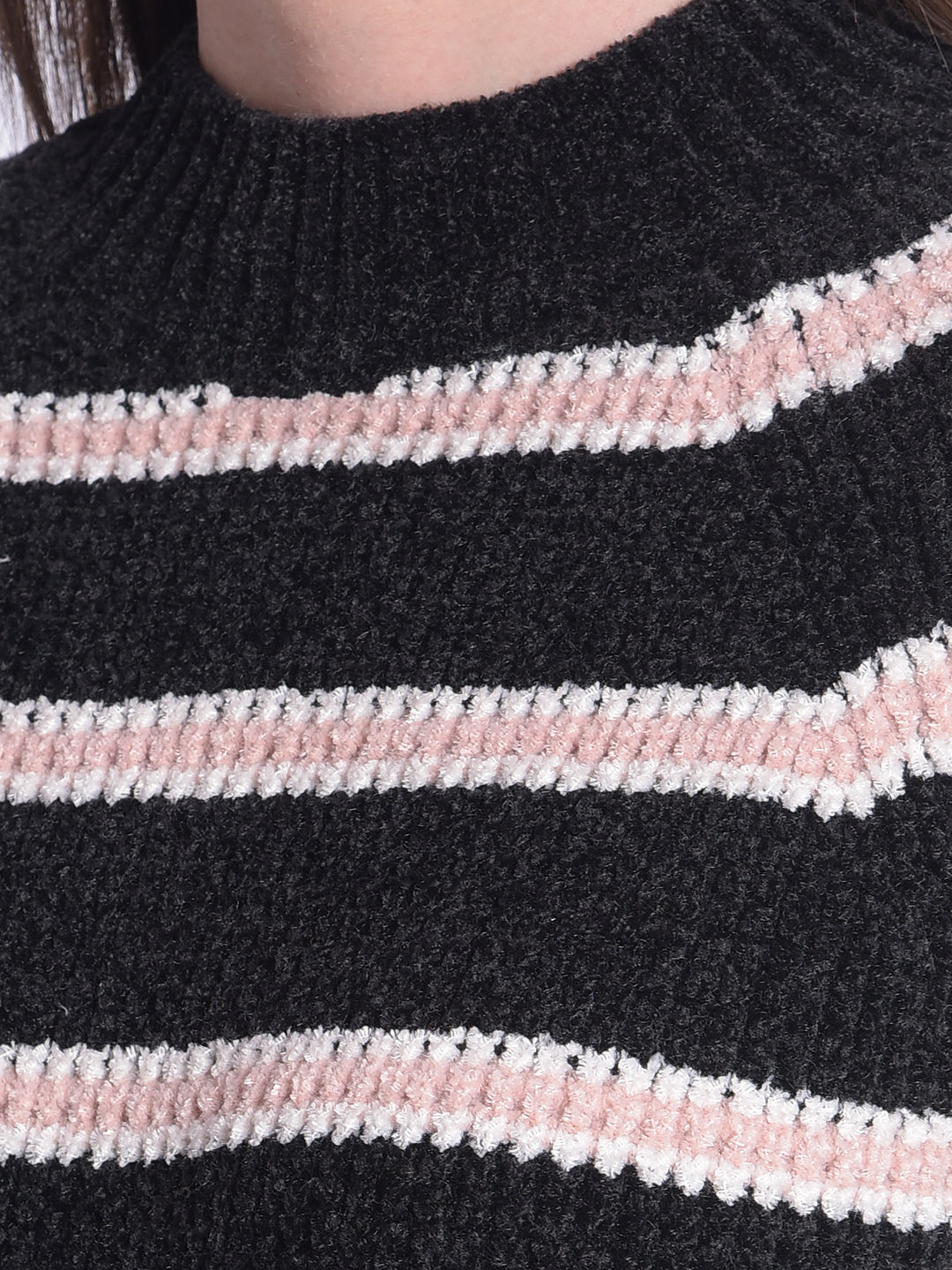 Black Striped Sweater-Women Sweaters-Crimsoune Club