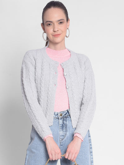 Grey Crop Length Sweater-Women Sweaters-Crimsoune Club