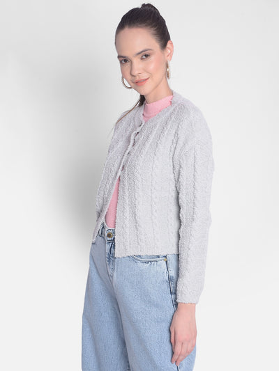 Grey Crop Length Sweater-Women Sweaters-Crimsoune Club