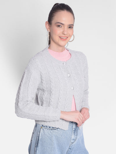 Grey Crop Length Sweater-Women Sweaters-Crimsoune Club