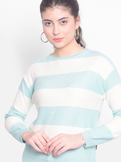 Blue Striped Sweater-Women Sweaters-Crimsoune Club