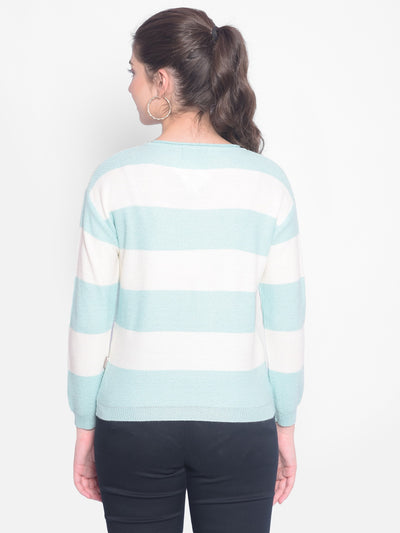 Blue Striped Sweater-Women Sweaters-Crimsoune Club