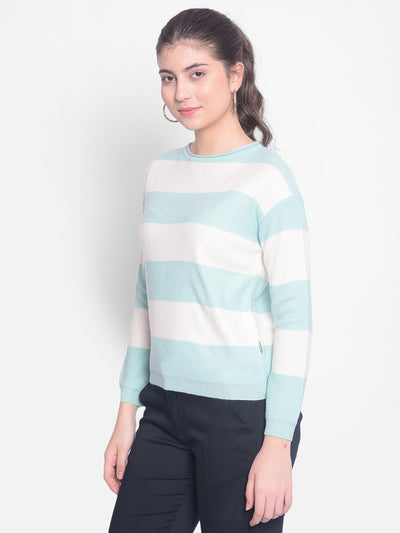 Blue Striped Sweater-Women Sweaters-Crimsoune Club