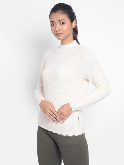 White High-Neck Sweaters-Women Sweaters-Crimsoune Club