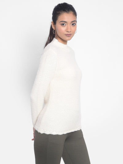 White High-Neck Sweaters-Women Sweaters-Crimsoune Club