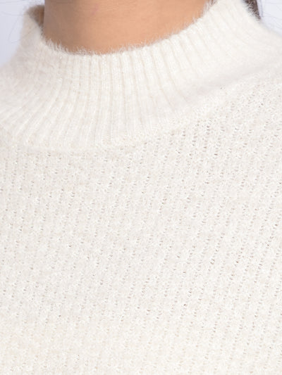 White High-Neck Sweaters-Women Sweaters-Crimsoune Club