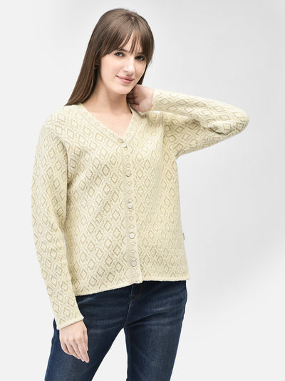 Beige Printed Cardigan-Women Sweaters-Crimsoune Club