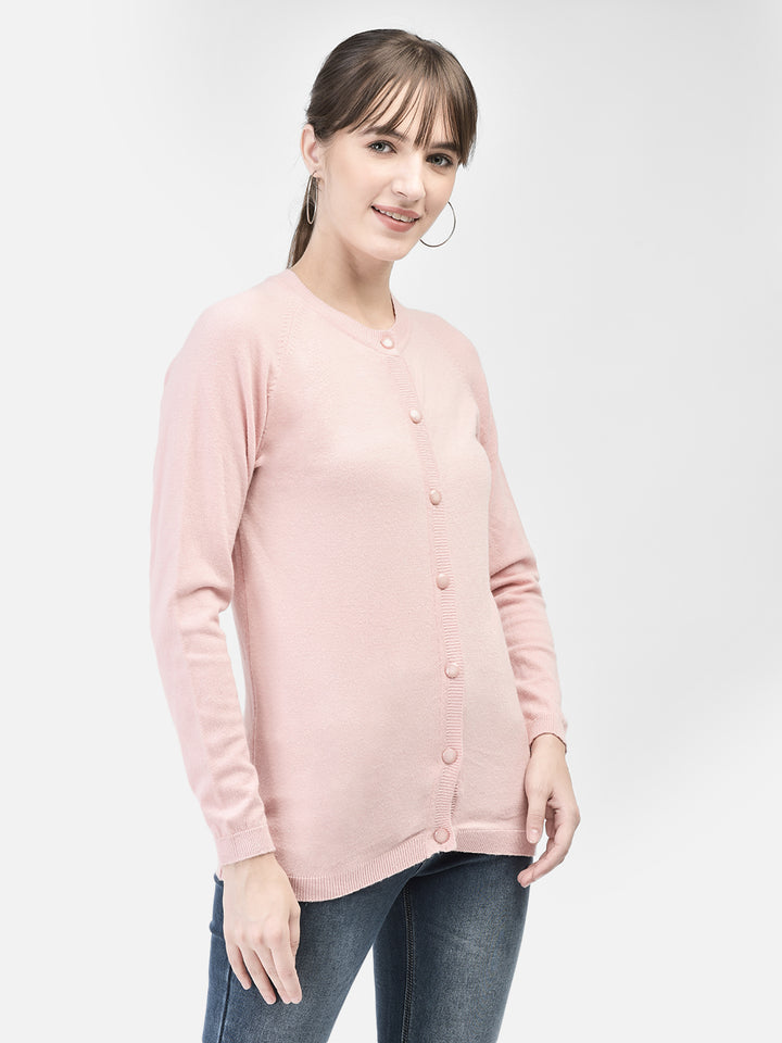 Pink Cardigan-Women Sweaters-Crimsoune Club