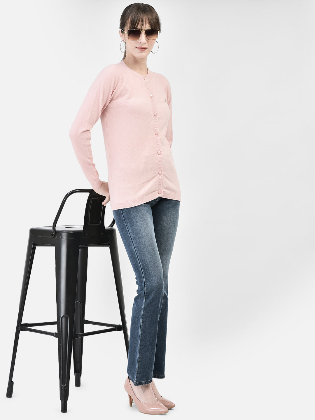 Pink Cardigan-Women Sweaters-Crimsoune Club