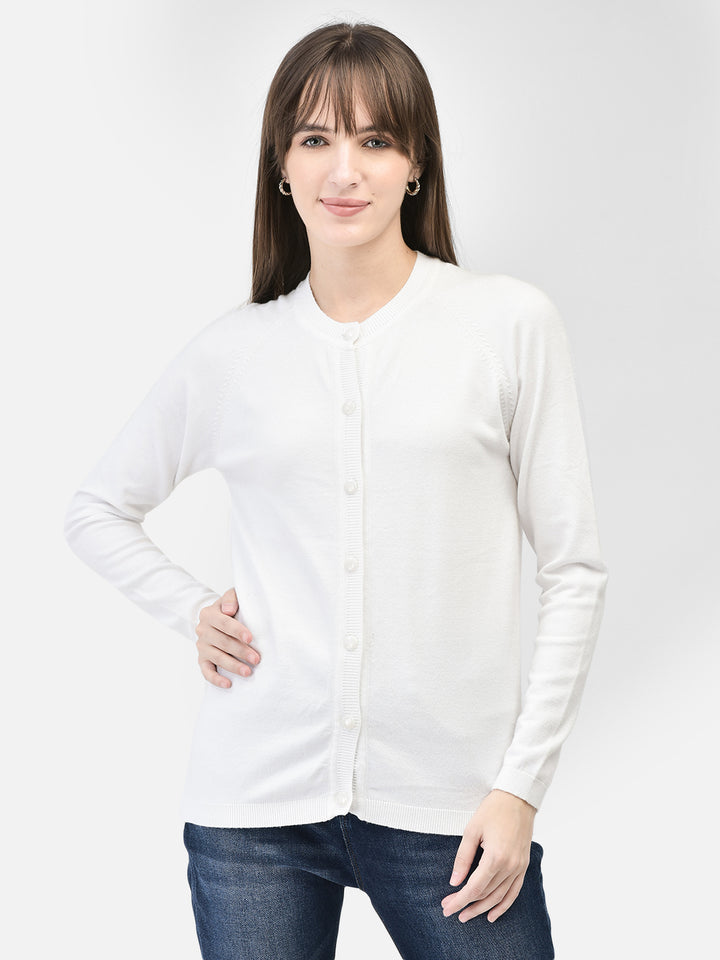 White Cardigan-Women Sweaters-Crimsoune Club