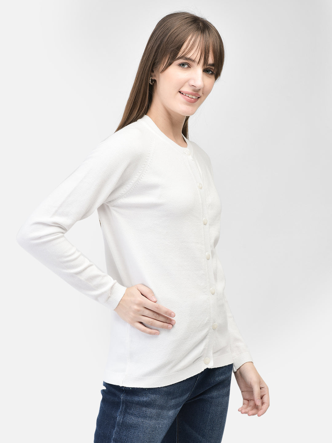 White Cardigan-Women Sweaters-Crimsoune Club