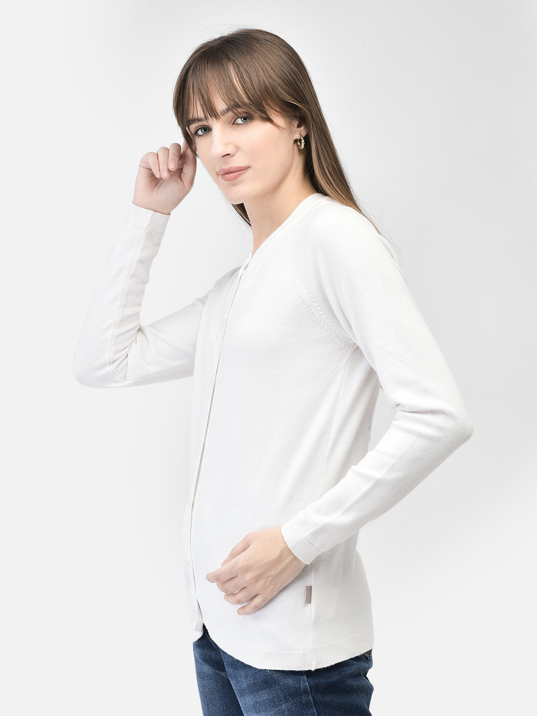 White Cardigan-Women Sweaters-Crimsoune Club