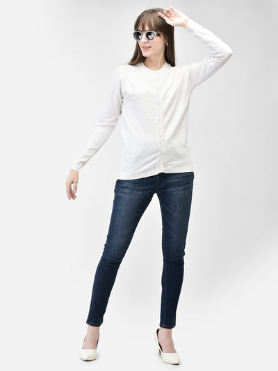 White Cardigan-Women Sweaters-Crimsoune Club