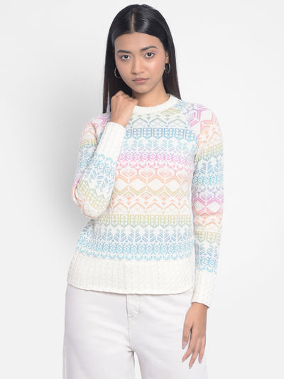 Multi Printed Sweaters-Women Sweaters-Crimsoune Club