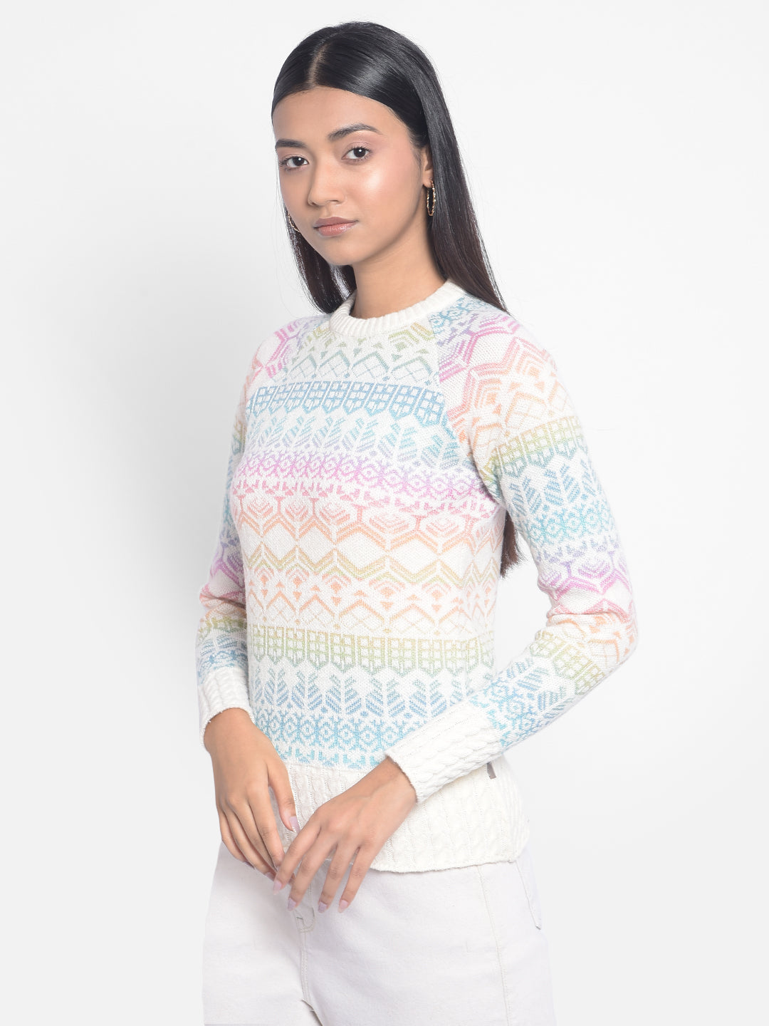 Multi Printed Sweaters-Women Sweaters-Crimsoune Club