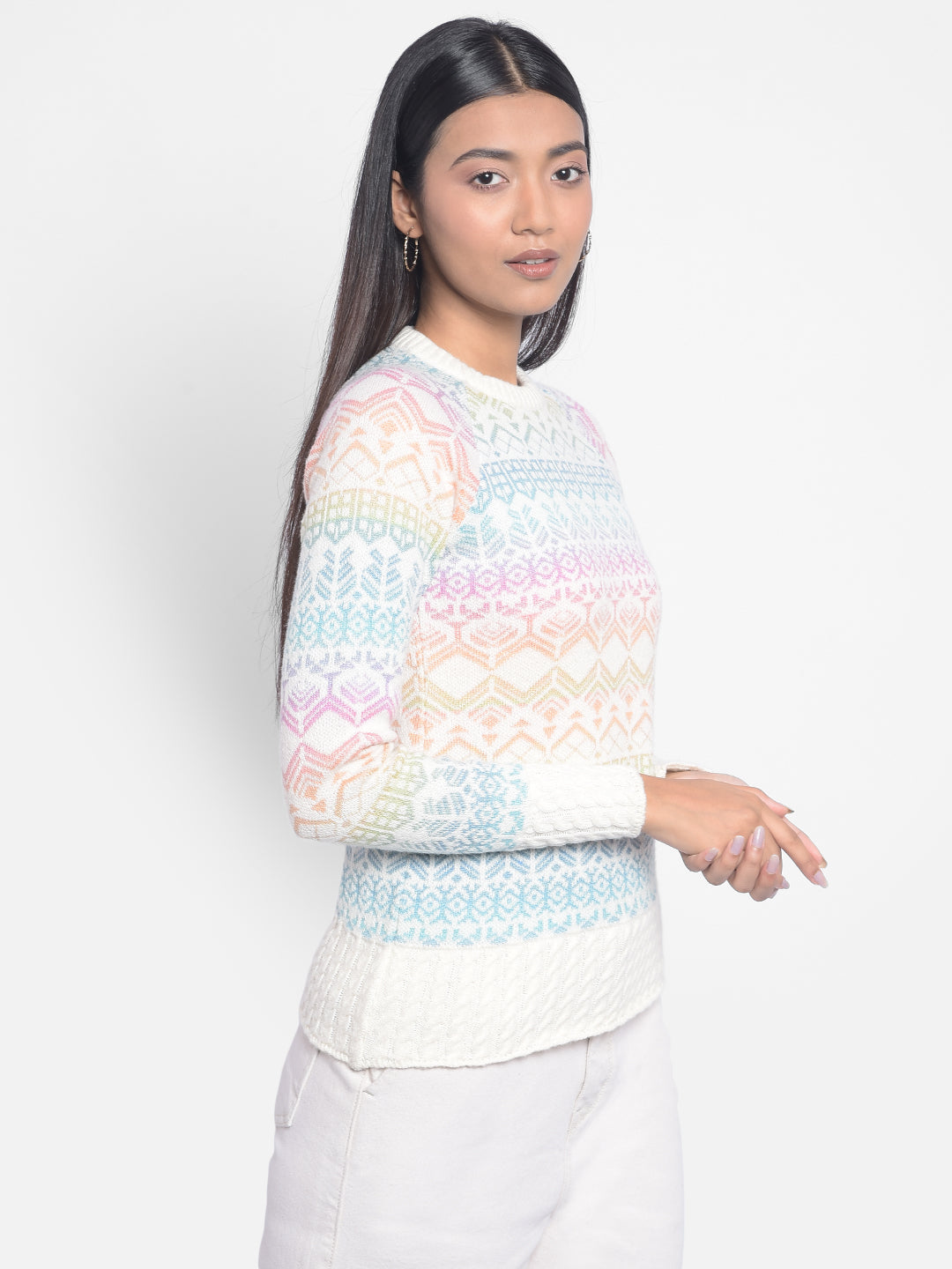 Multi Printed Sweaters-Women Sweaters-Crimsoune Club