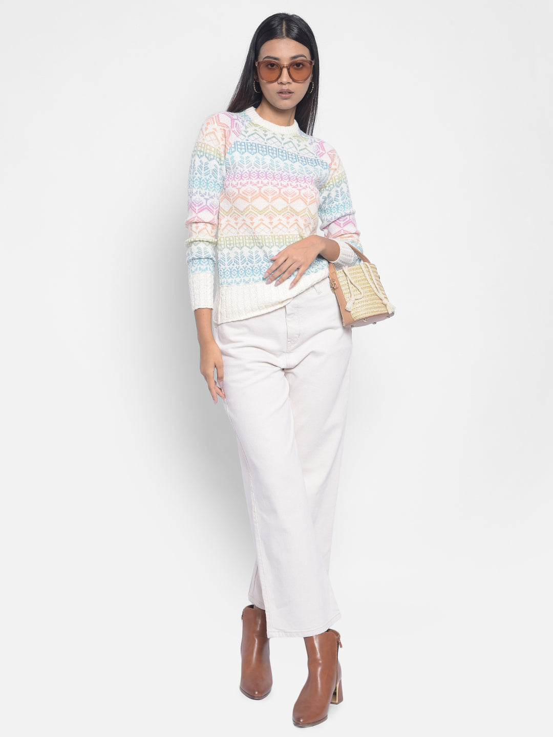 Multi Printed Sweaters-Women Sweaters-Crimsoune Club