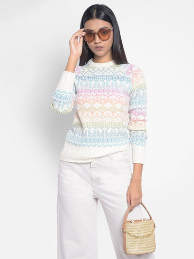 Multi Printed Sweaters-Women Sweaters-Crimsoune Club