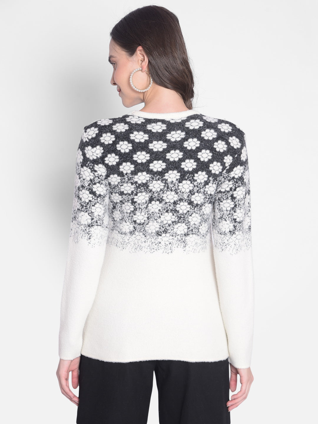 White Printed Sweater-Women Sweaters-Crimsoune Club