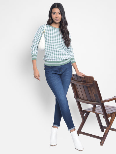 Green Checked Sweaters-Women Sweaters-Crimsoune Club