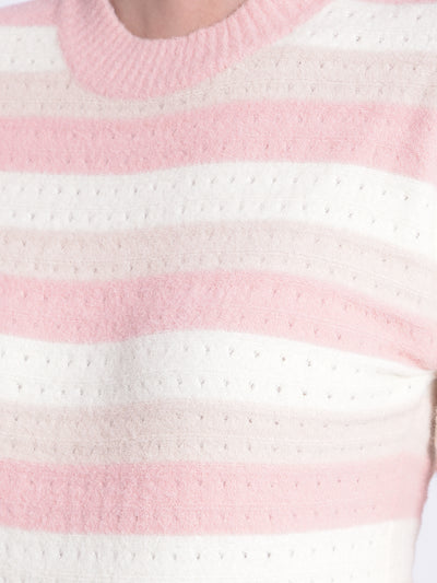 Pink Striped Sweater-Women Sweaters-Crimsoune Club