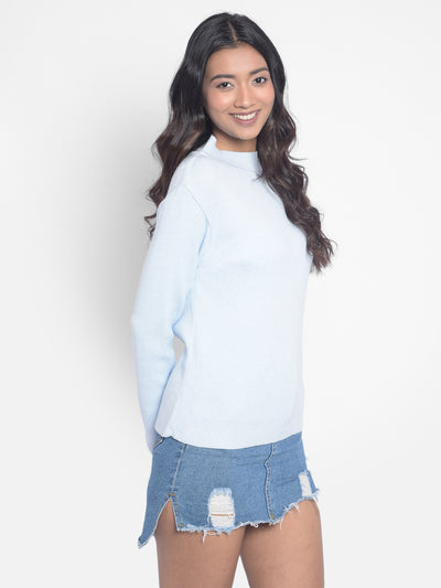 Light Blue Sweaters-Women Sweaters-Crimsoune Club