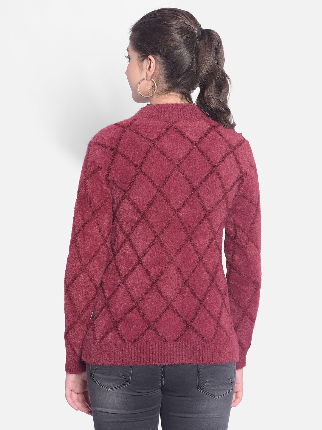 Wine Printed Cardigan-Women Sweaters-Crimsoune Club