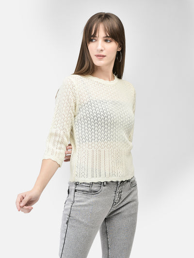 Off White Cable Knit Sweater-Women Sweaters-Crimsoune Club