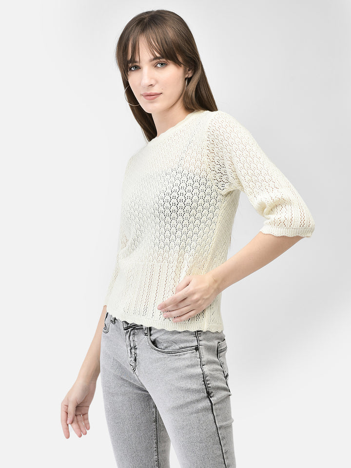 Off White Cable Knit Sweater-Women Sweaters-Crimsoune Club