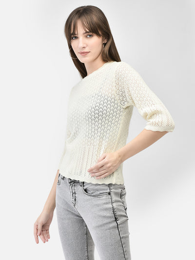 Off White Cable Knit Sweater-Women Sweaters-Crimsoune Club
