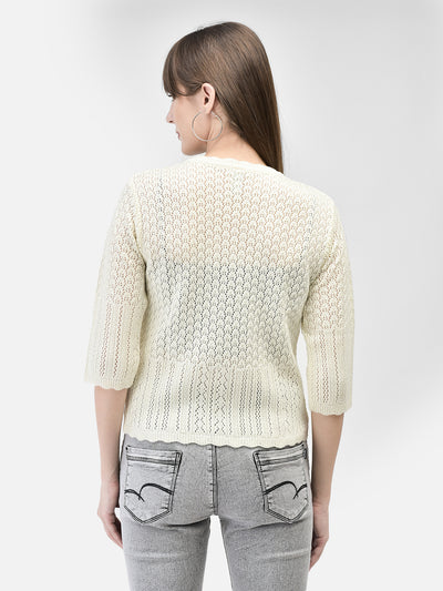 Off White Cable Knit Sweater-Women Sweaters-Crimsoune Club