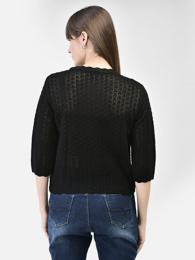 Black Cable Knit Sweater-Women Sweaters-Crimsoune Club