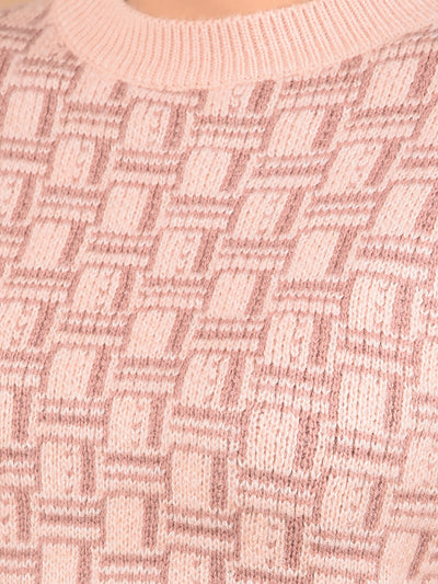 Peach Printed Acrylic Crop Length Co-Ord Sets-Women Co-Ord Sets-Crimsoune Club