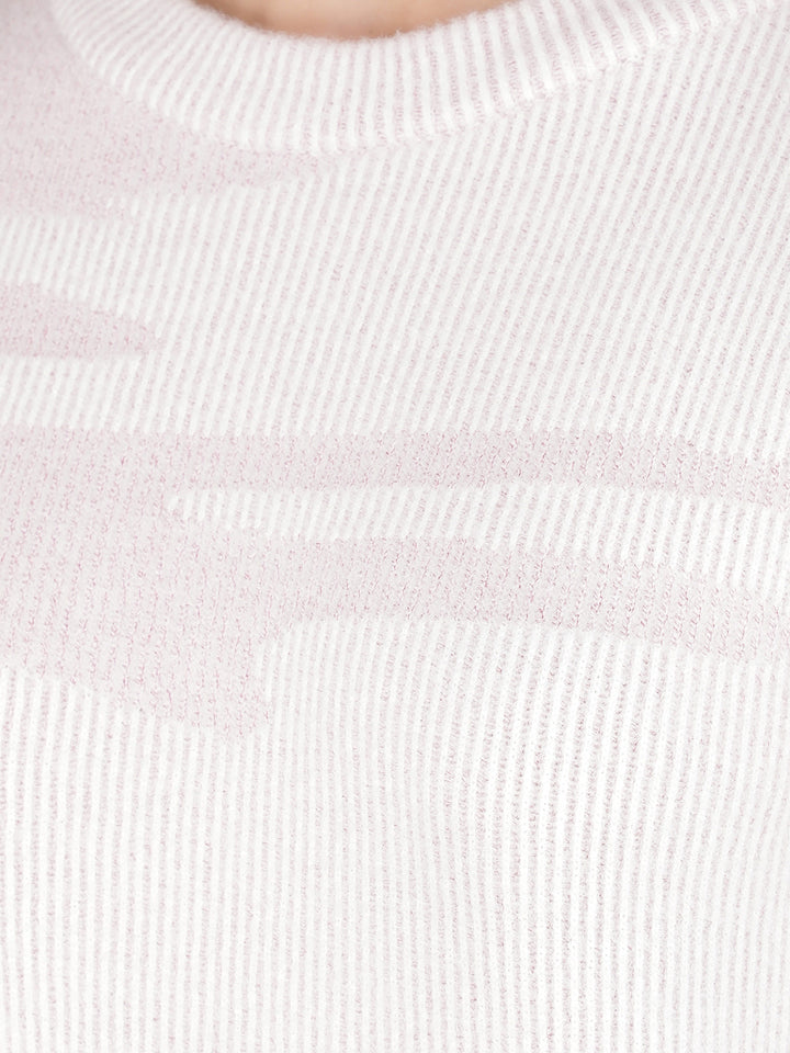 Pink Jacquard Acrylic Sweater-Women Sweaters-Crimsoune Club