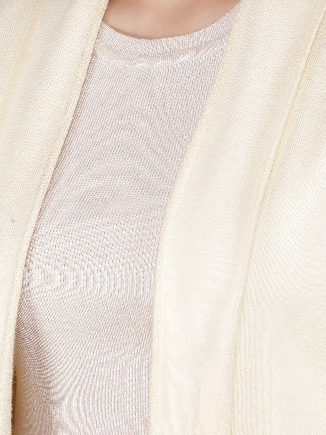 Cream Jacquard Long Length Shrug-Women Shrugs-Crimsoune Club