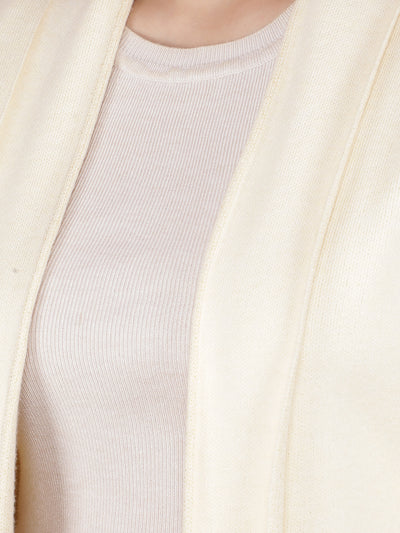 Cream Jacquard Long Length Shrug-Women Shrugs-Crimsoune Club
